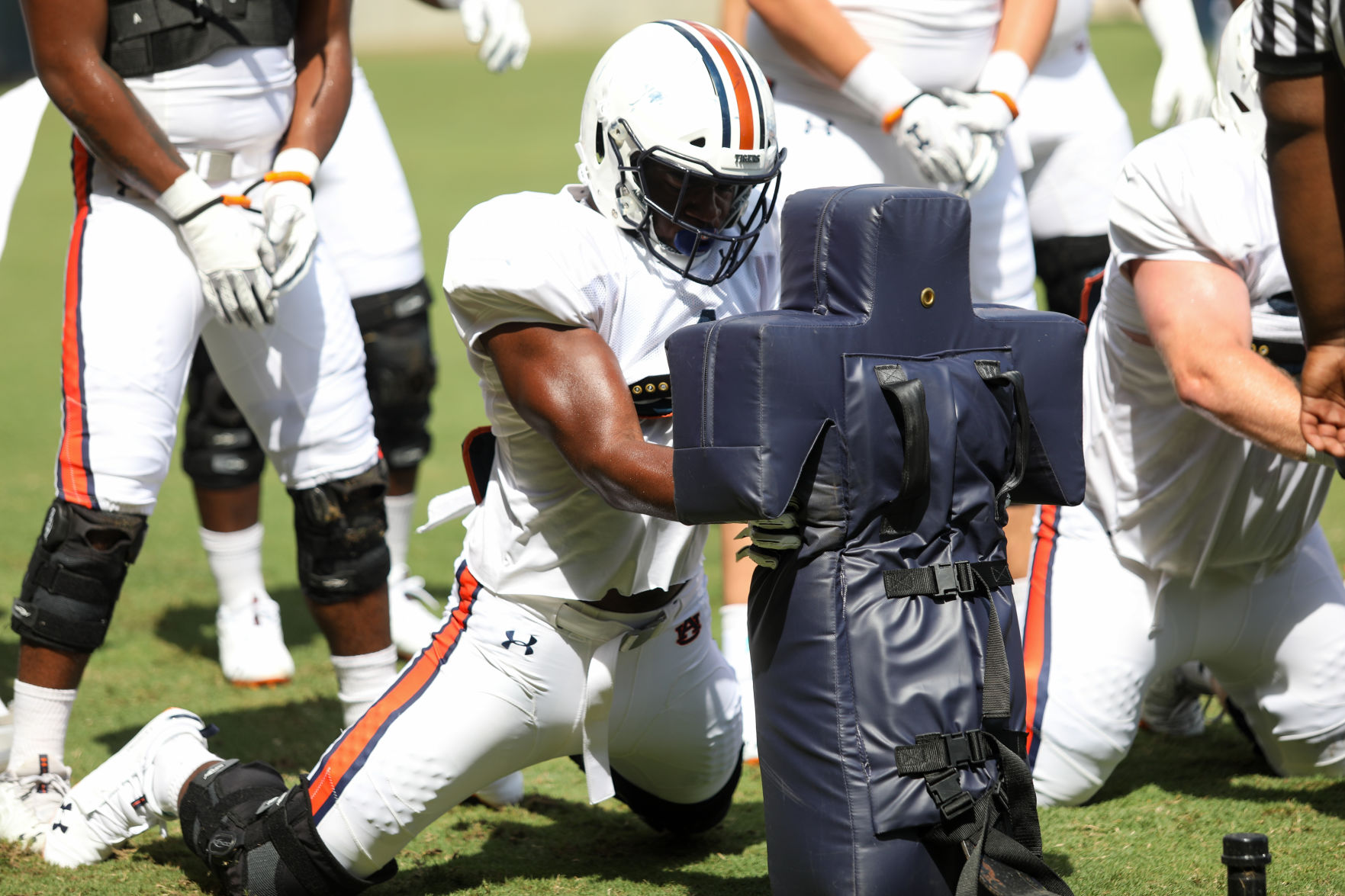 Auburn football practice on the first day of full pads